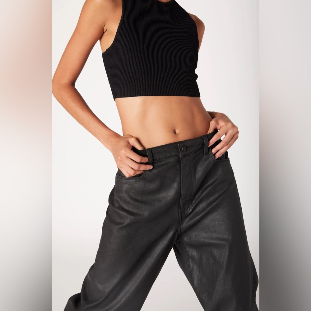 blankNYC Coated Black Franklin Wide Leg High Waisted Spartacus Jeans - Picture 7 of 14